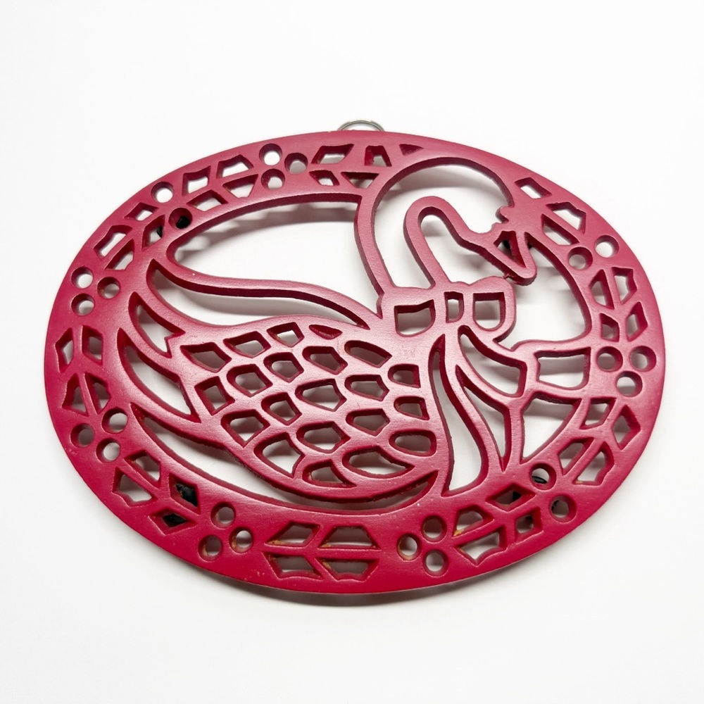 Vintage Avon Country Treasures Red Cast Iron Swan Trivet